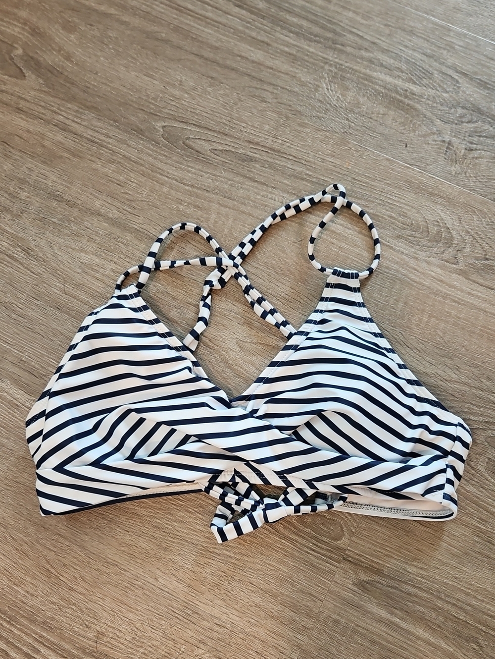 Holipick Navy/White Stripe Bikini Top